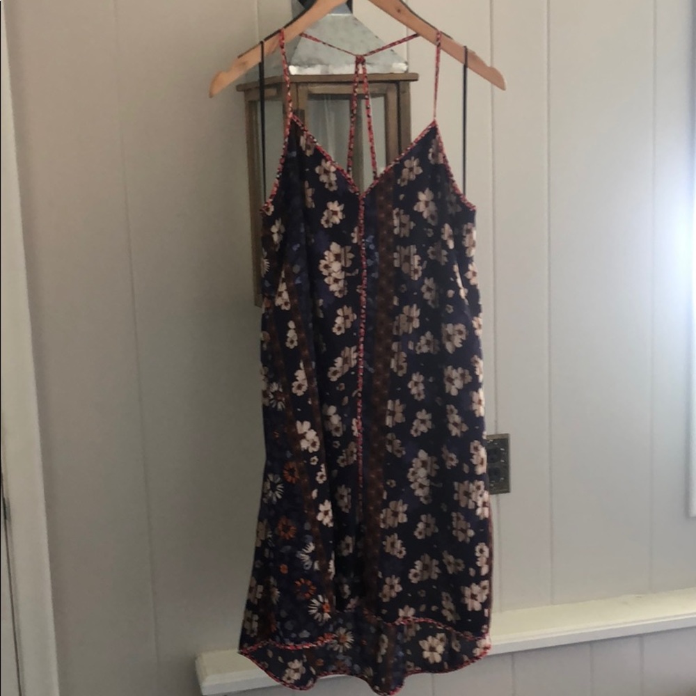 Navy blue with flowers high low sundress